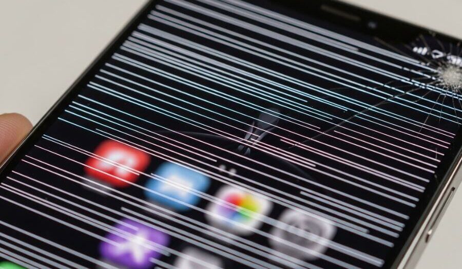 white horizontal lines on phone screen